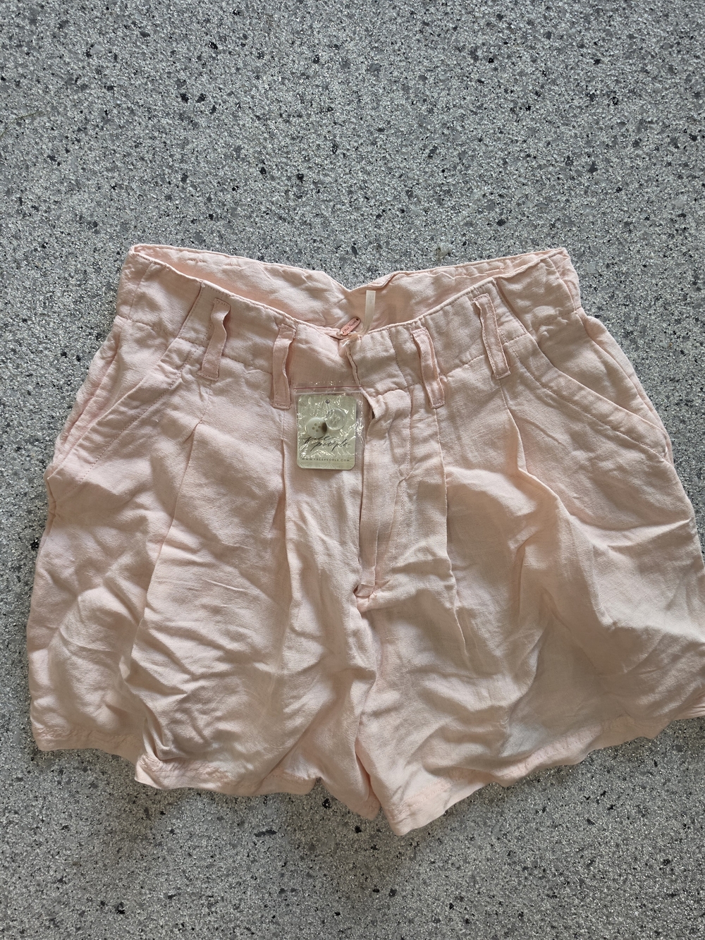 NWT Free People Pink Linen High Rise Pleated Shorts Size 0